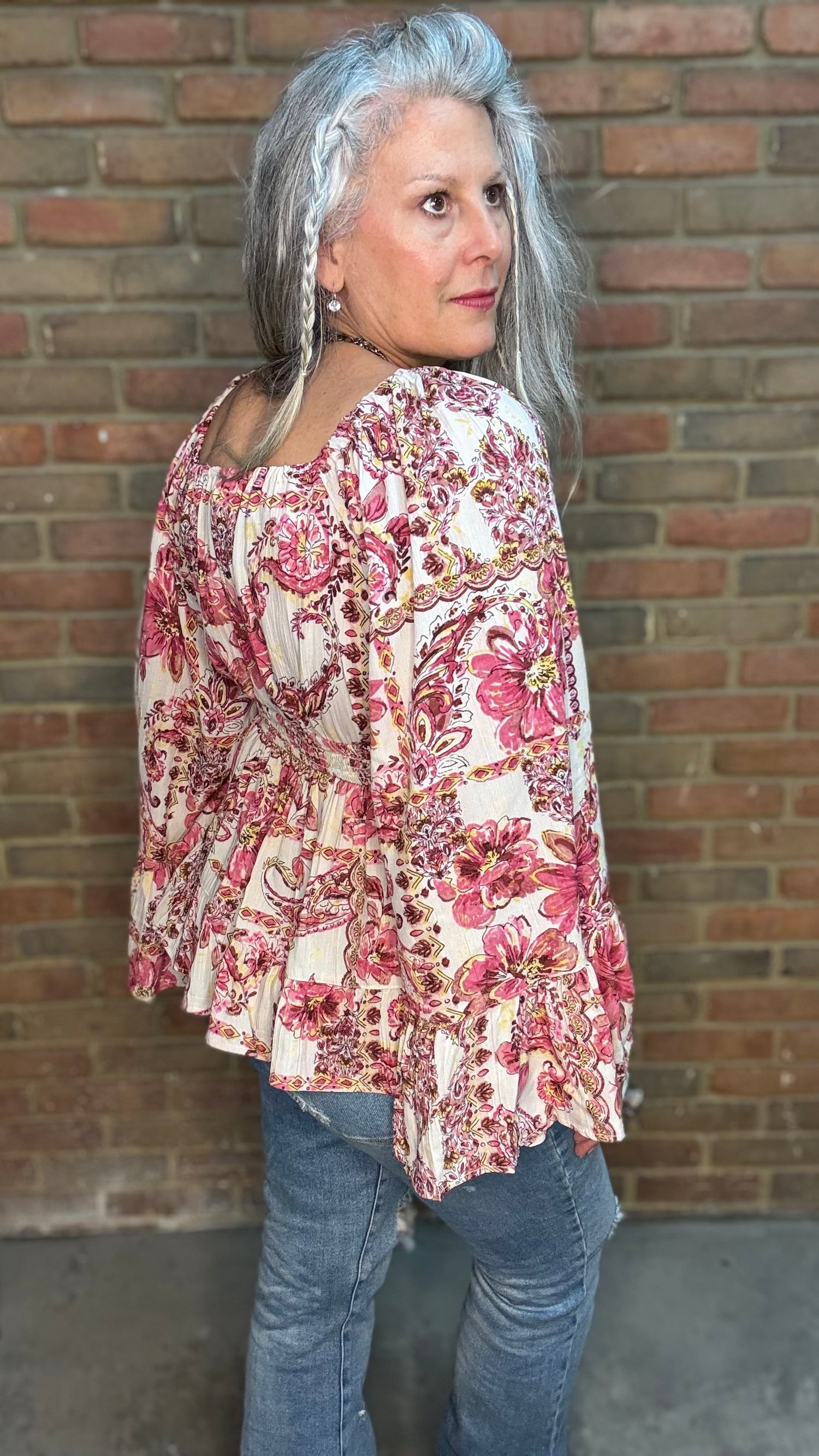 Long Flare Sleeve Flowy Top - Mauve