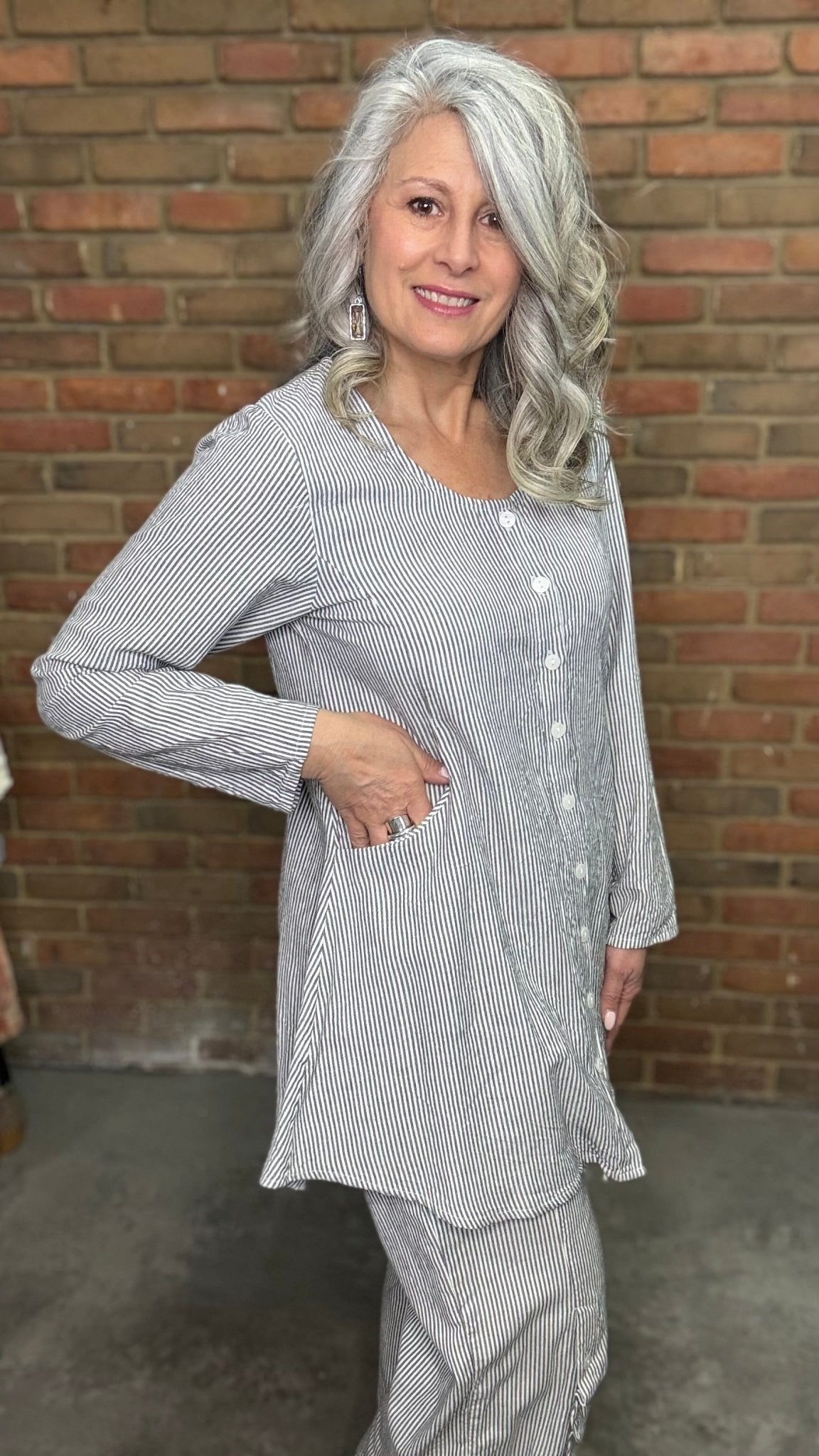 Ivy Jacket in Ticking - Vintage Vault Boutique
