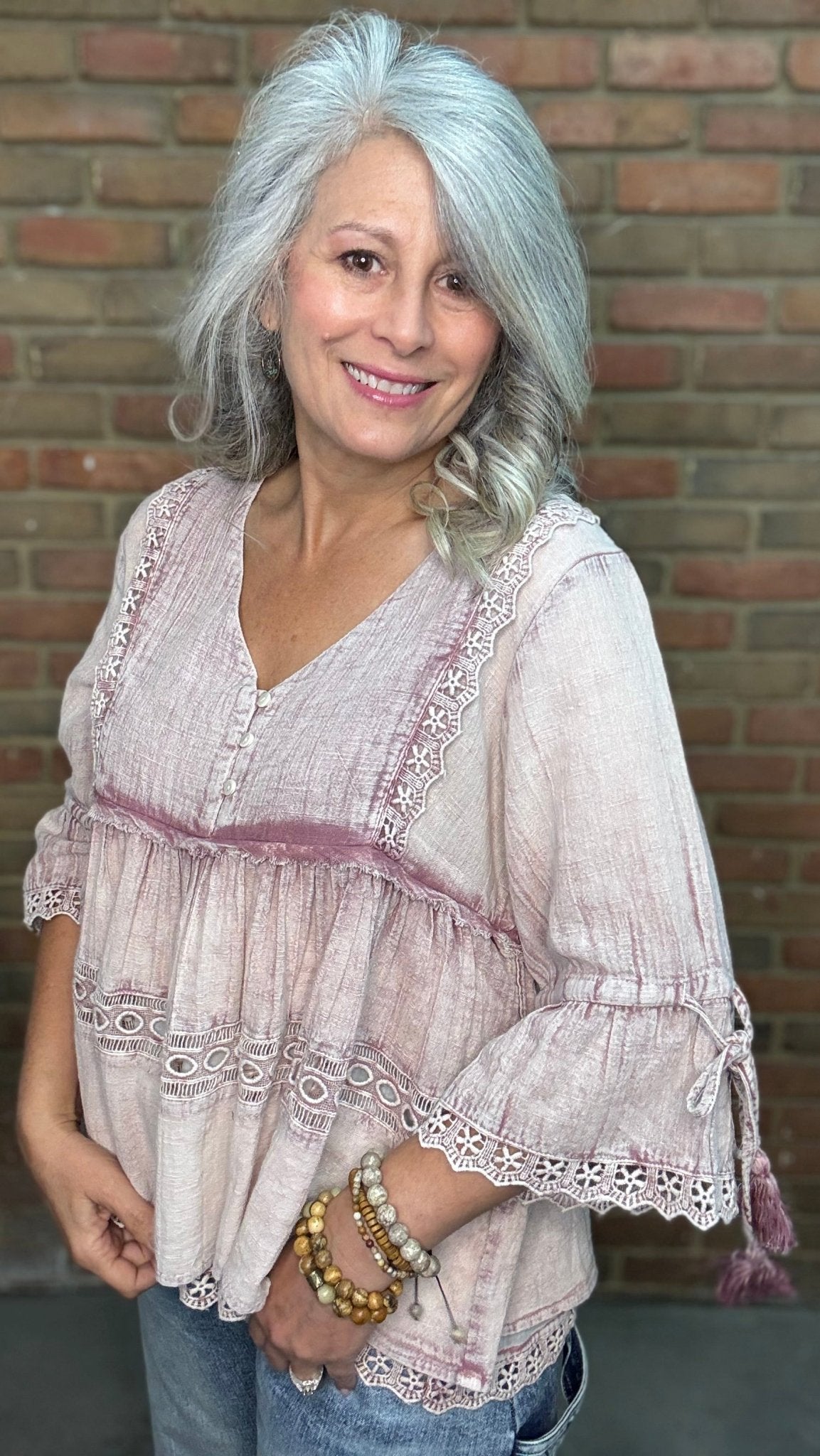 Washed Pink Cotton Gauze Top - Vintage Vault Boutique