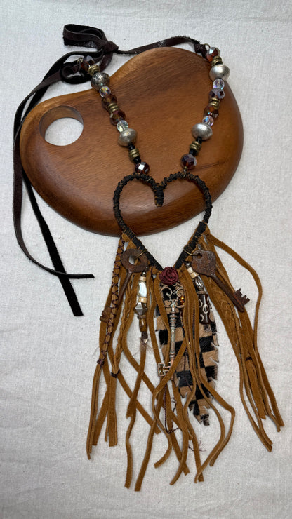 Open Heart Leather Necklace