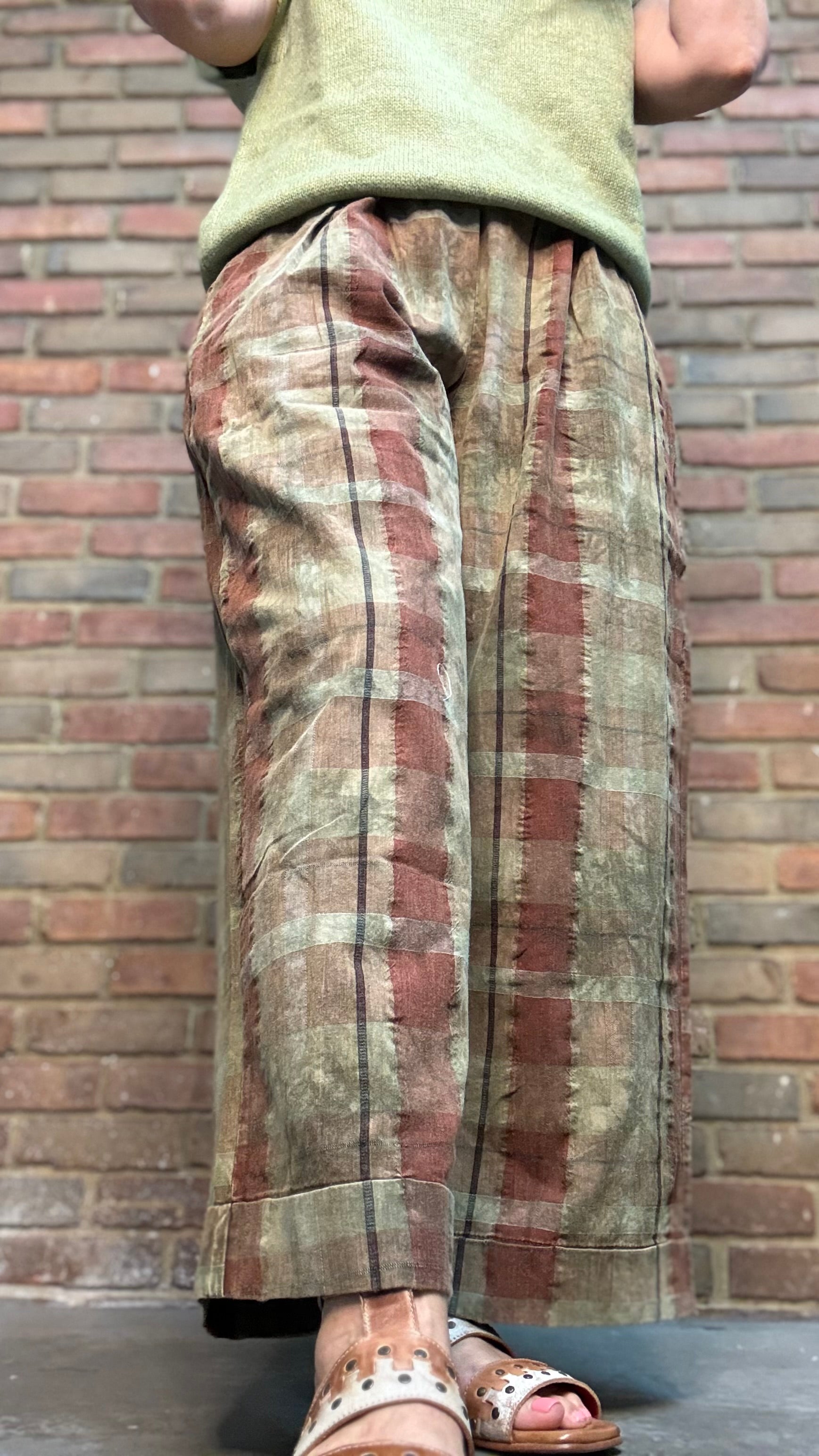 Olive Brown Plaid Pants