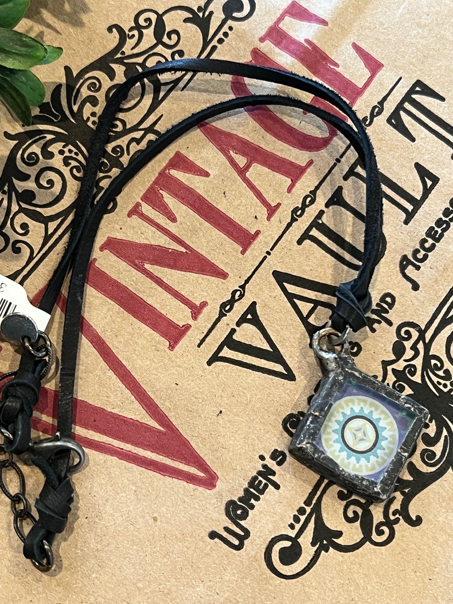 Mosaic Tile Pendant Necklace - Vintage Vault Boutique