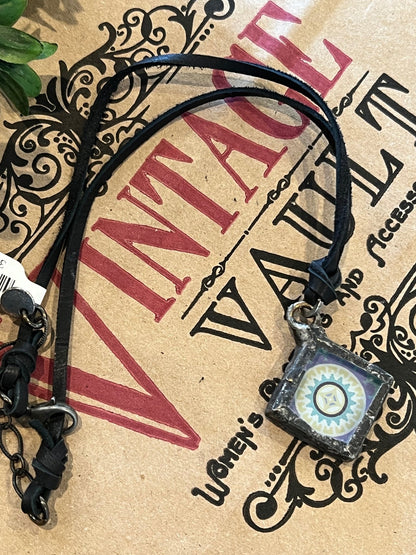 Mosaic Tile Pendant Necklace - Vintage Vault Boutique