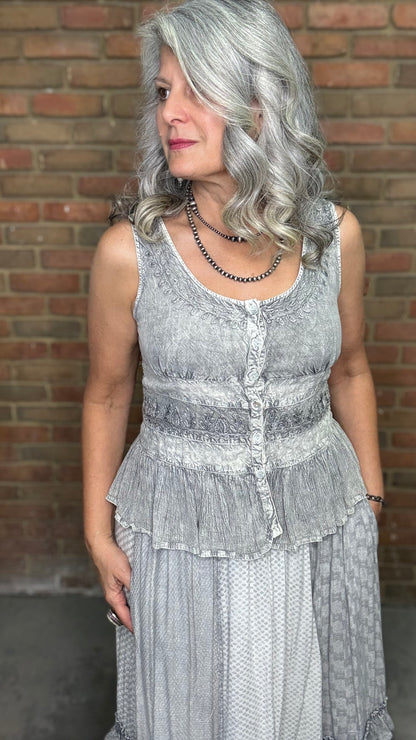 Grey Button Up Tank Top