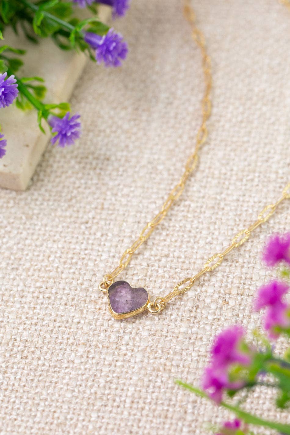 Folklore Amethyst Simple Necklace N007 - Vintage Vault Boutique