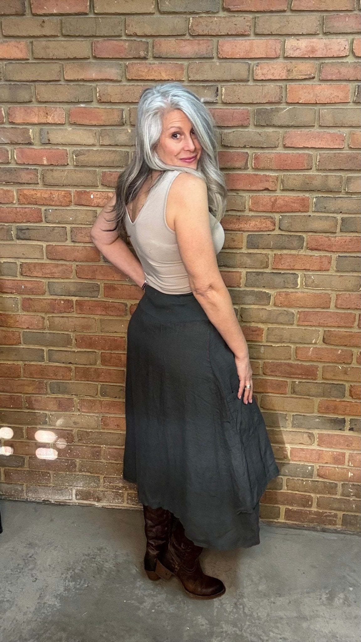 Linen Layered Pocket Skirt - Vintage Vault Boutique