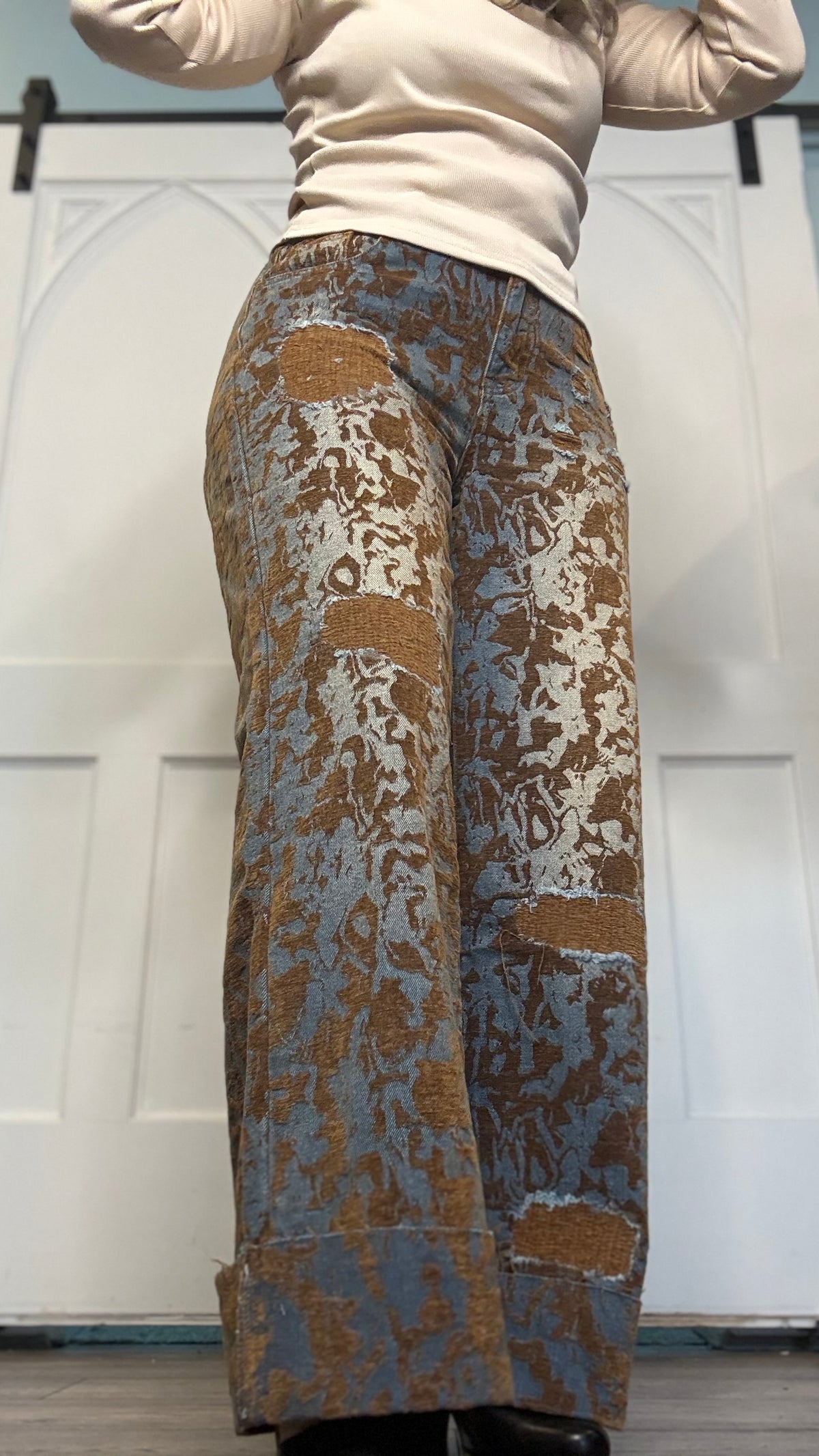 Burn Out Distressed Wide Leg Pants