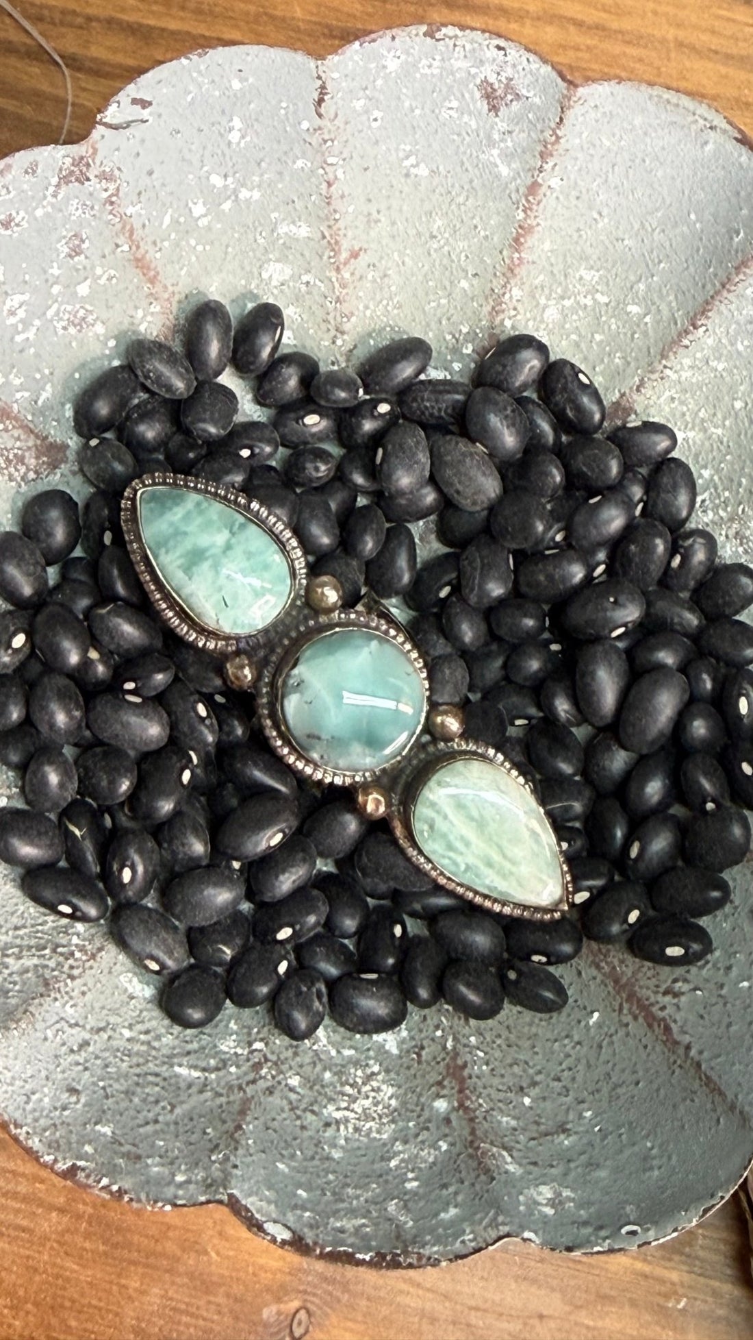 Triple Larimar Stone Ring - Vintage Vault Boutique