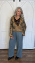 Short Mustard Print Fringe Jacket - Vintage Vault Boutique