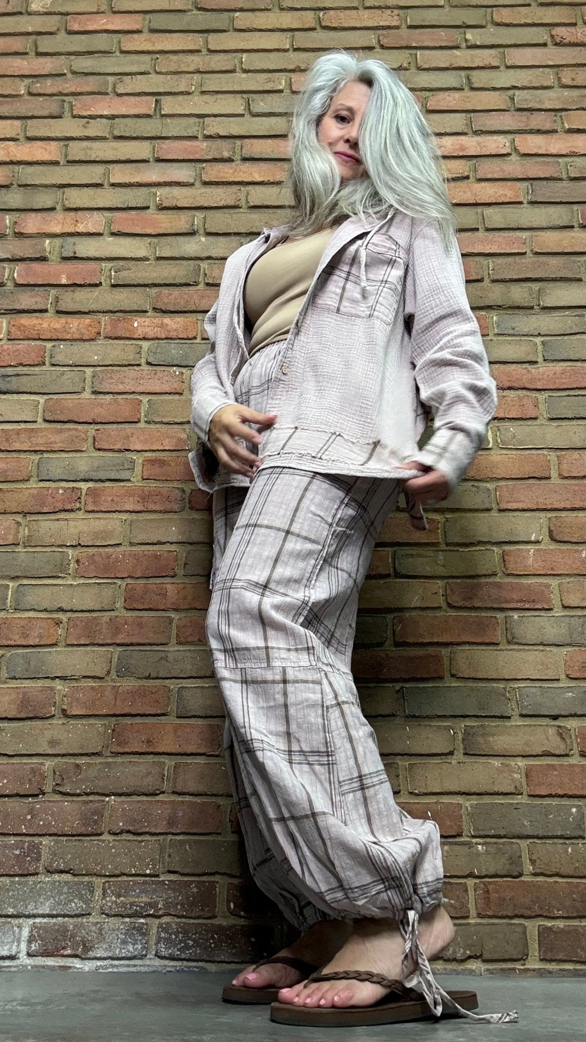 Dusty Lavender Plaid Joggers - Vintage Vault Boutique