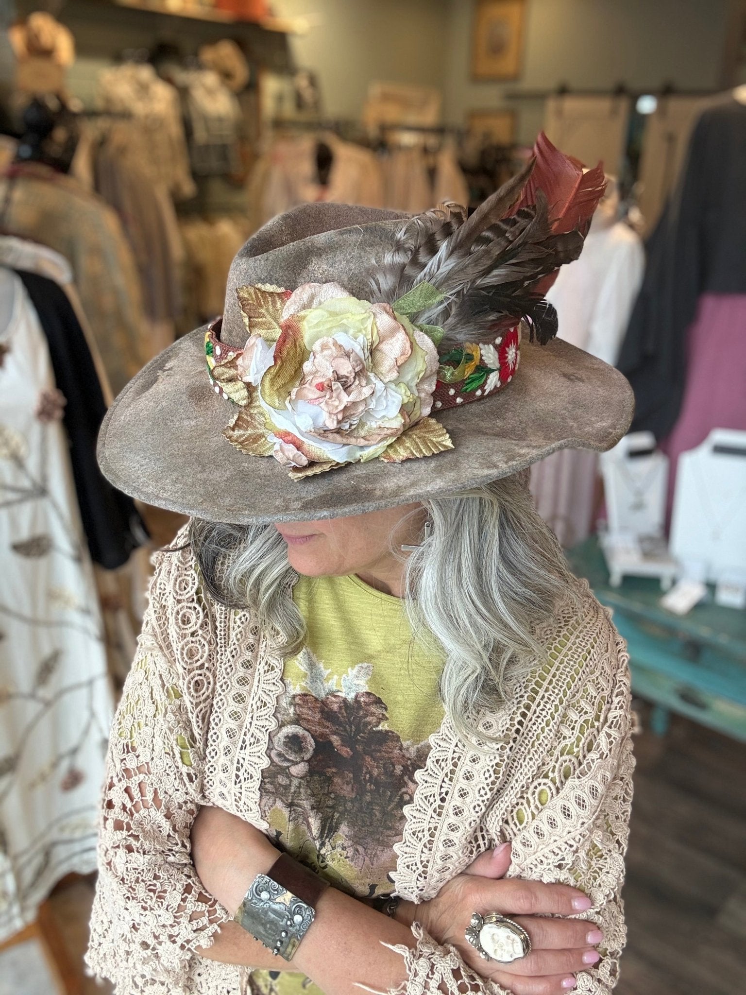 Embroidery Band Hat by A Rare Bird - Vintage Vault Boutique