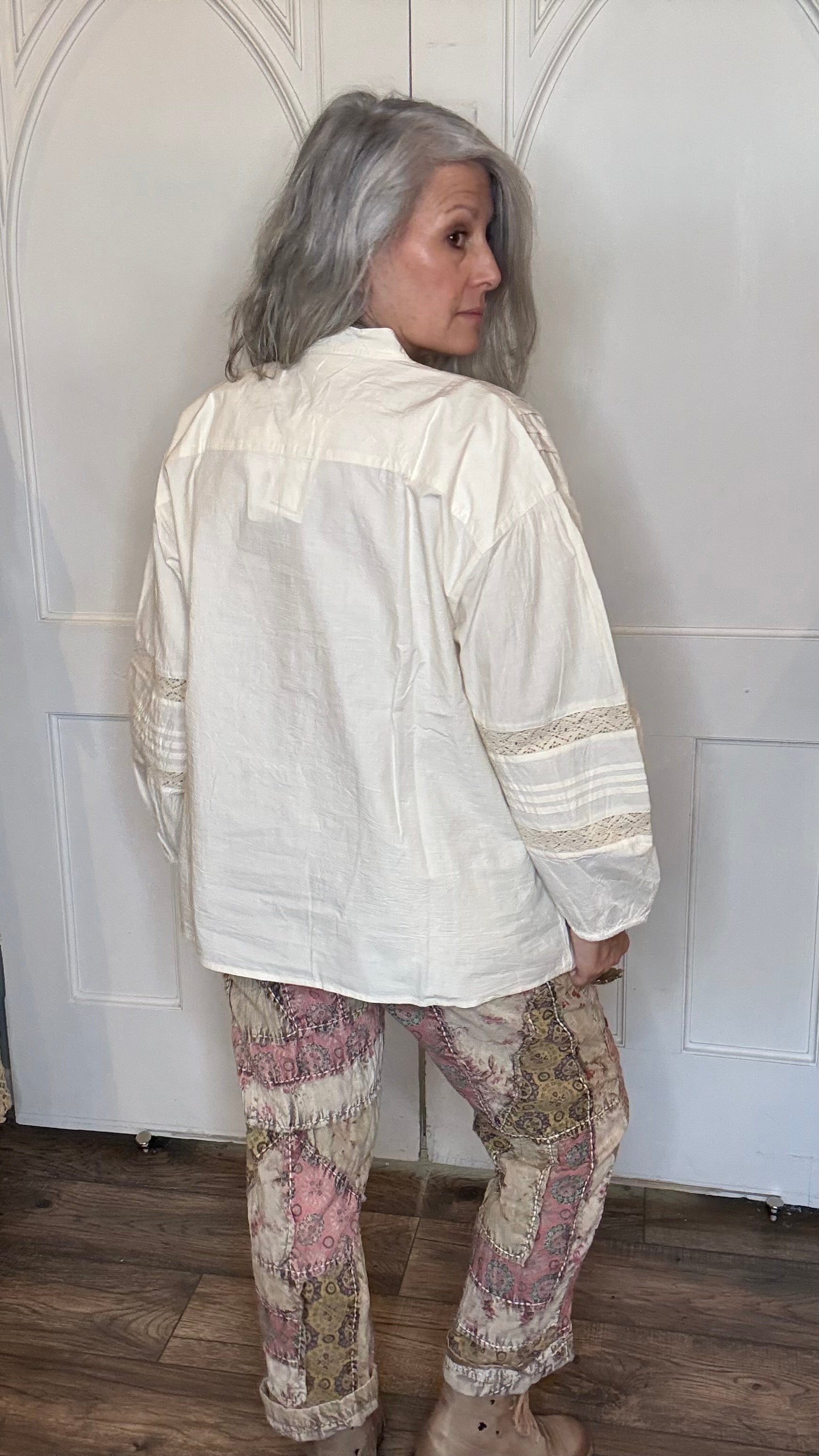 Vintage Cotton and Lace Inset Top