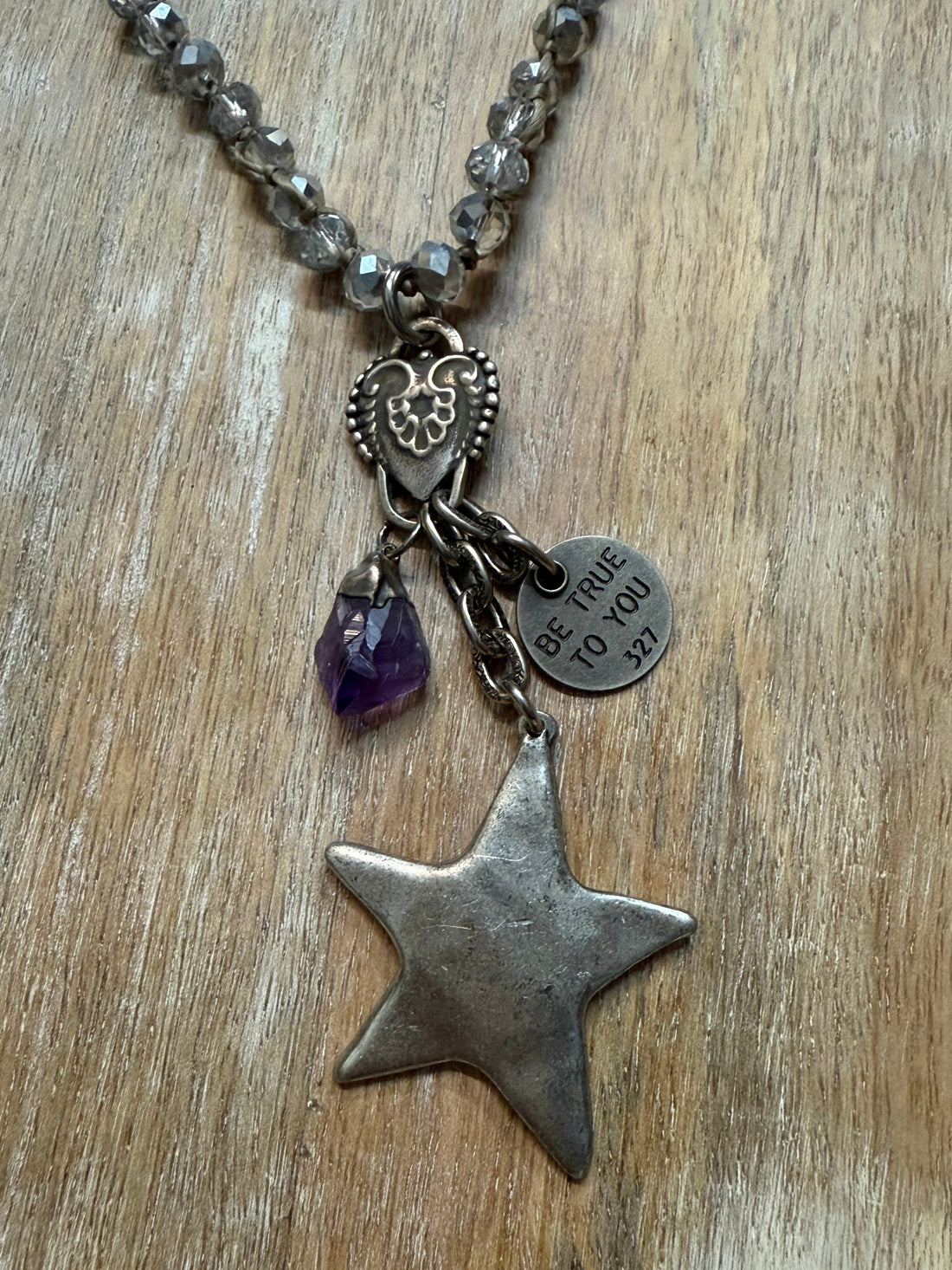 Star on Crystal Strand Necklace