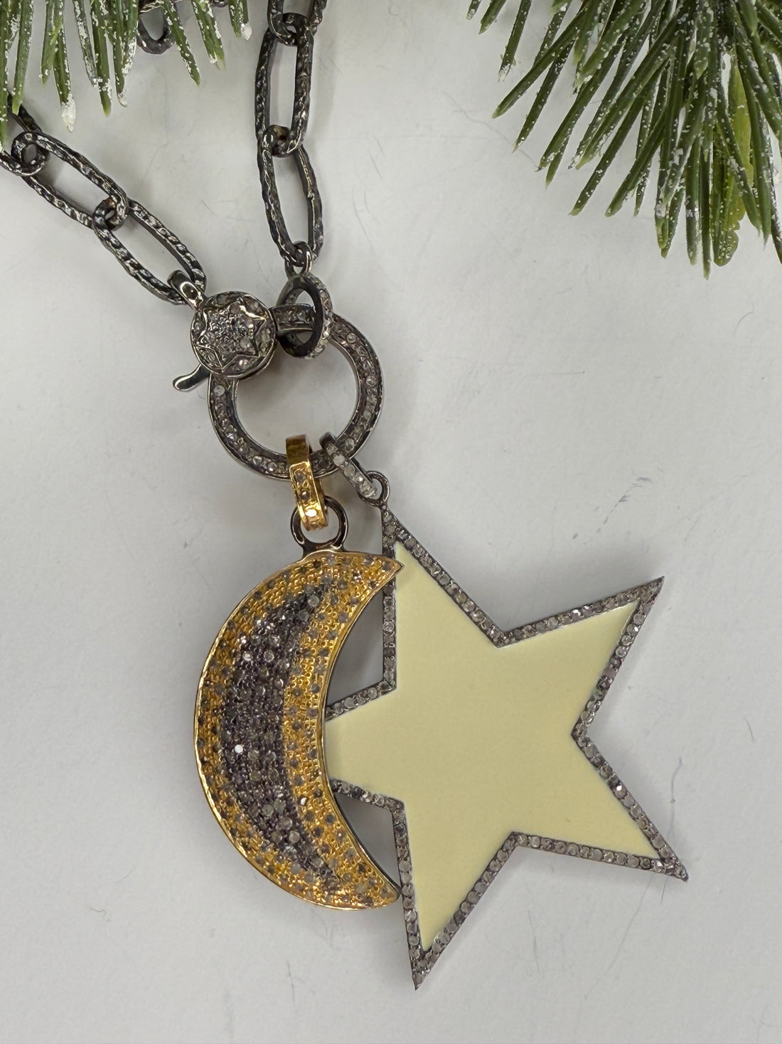 18" Chain with Pave Diamond Charm Holder