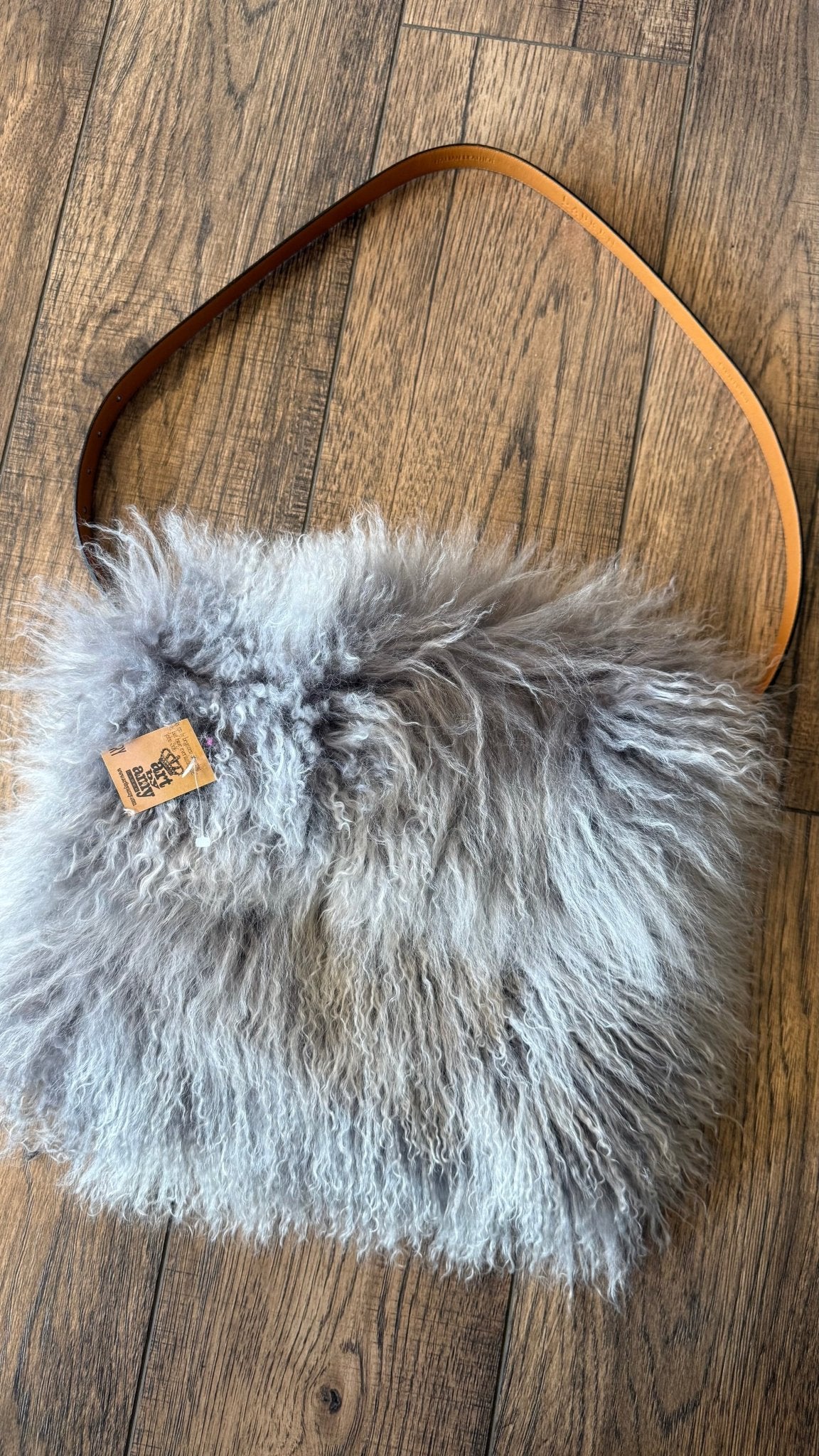 Small Grey Mongolian Hand Bag - Vintage Vault Boutique