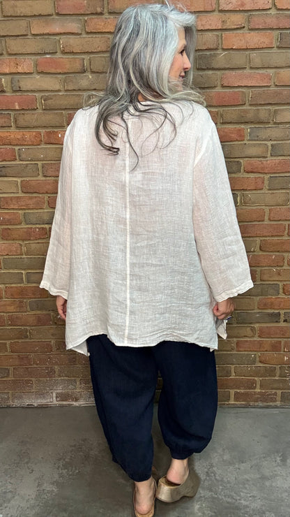 V-Neck Off White Double Layer Top