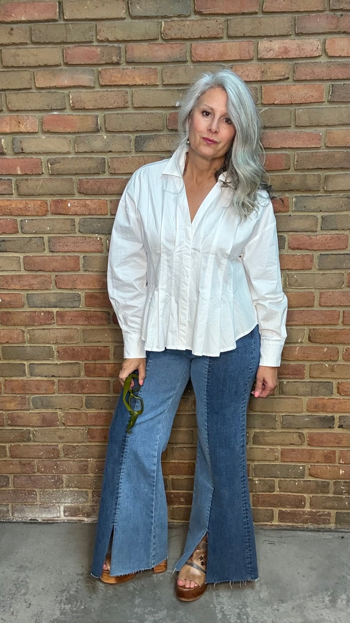 Pleated Button Down Blouse - Vintage Vault Boutique