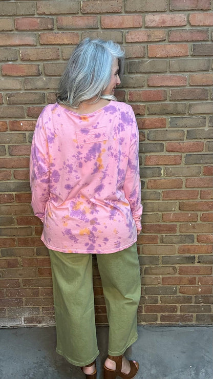 Pink Printed Bird Top - Vintage Vault Boutique