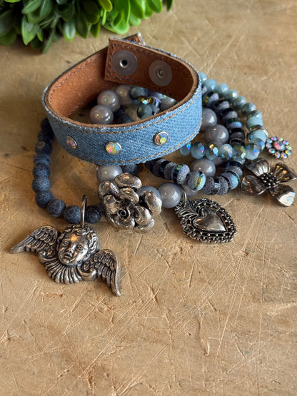 Denim Cherub Love Bracelet Stack
