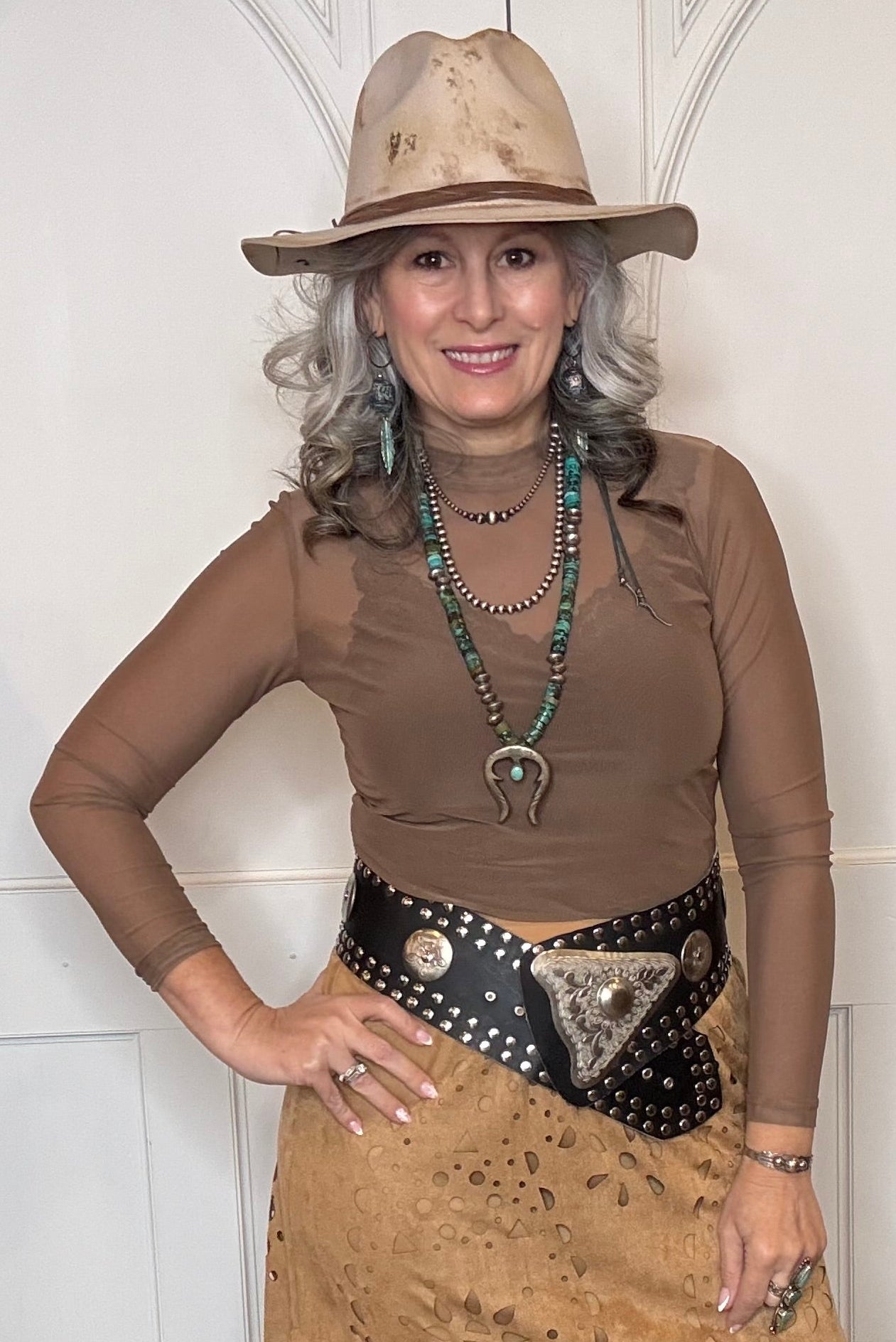 Solid Mesh Top Brown - Vintage Vault Boutique