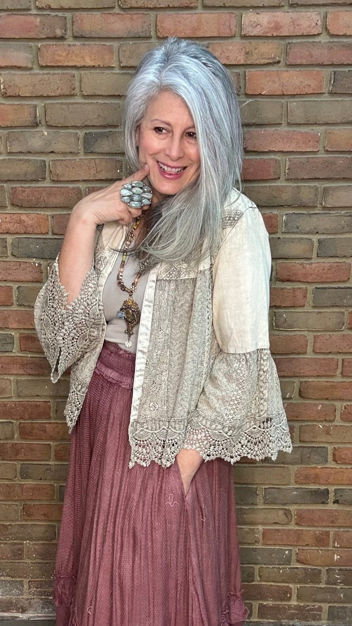 Crochet Lace Bell Sleeve Jacket - Vintage Vault Boutique
