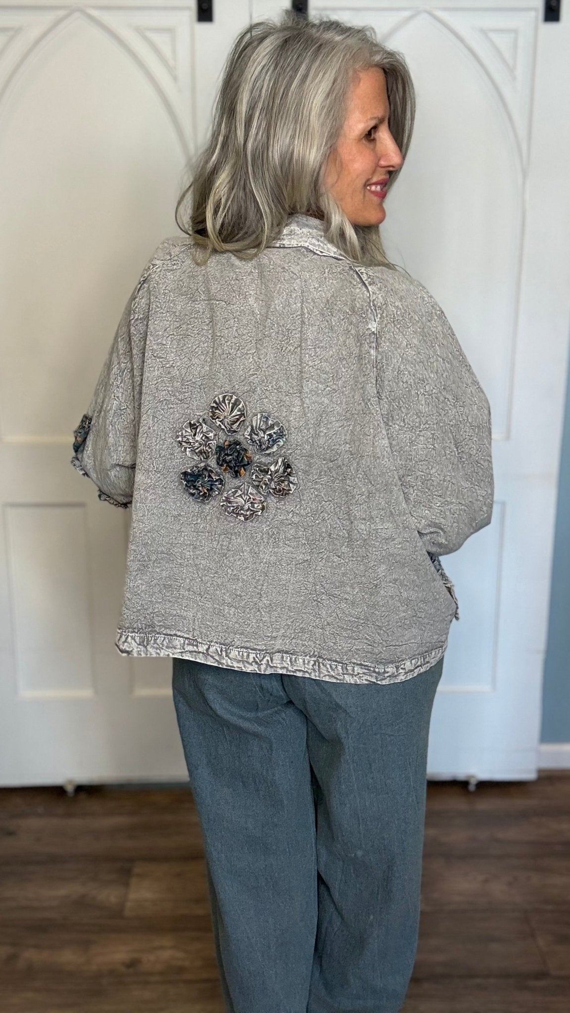 Rosette Flower Short Jacket - Vintage Vault Boutique