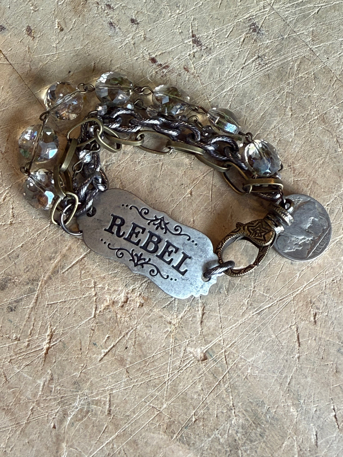 Rebel Vintage Stamped Bracelet