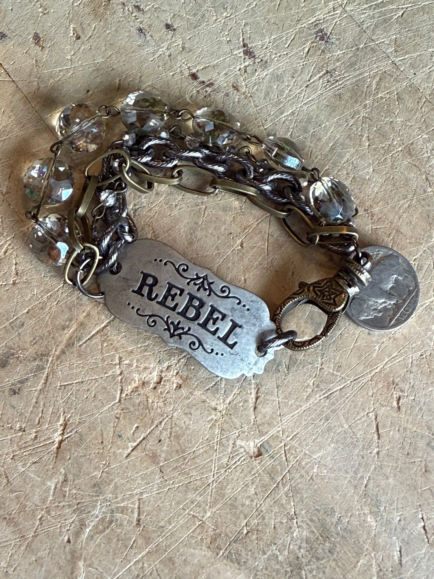 Rebel Vintage Stamped Bracelet