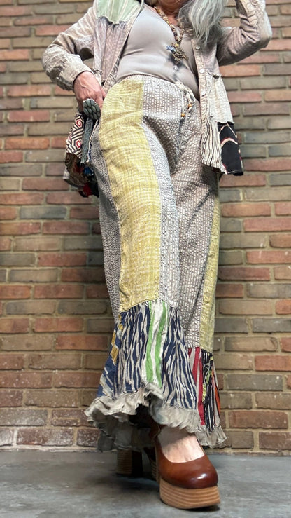 Boho Patchwork Stripe Pant - Vintage Vault Boutique