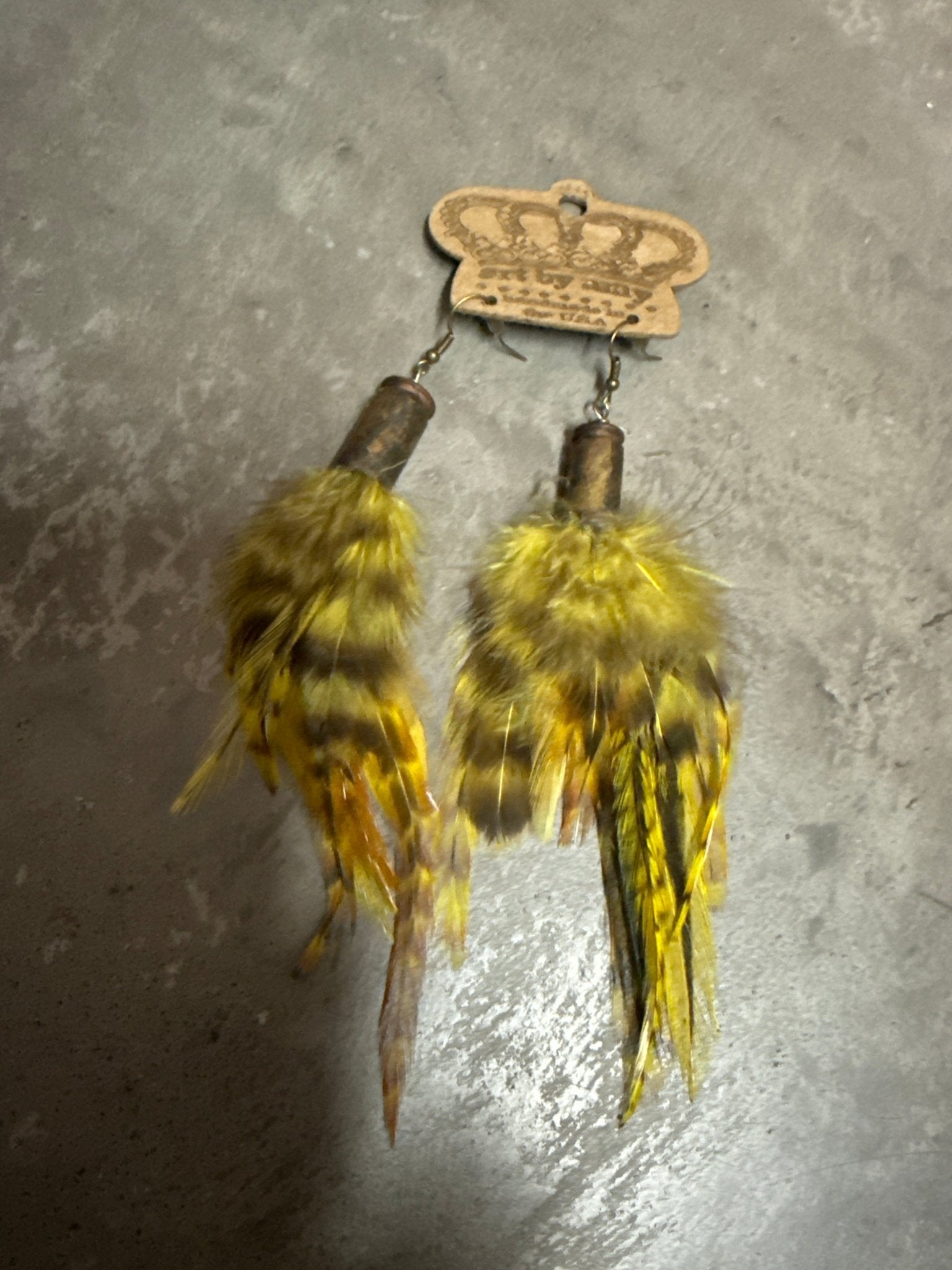 Golden Bullet Feather Earring - Vintage Vault Boutique