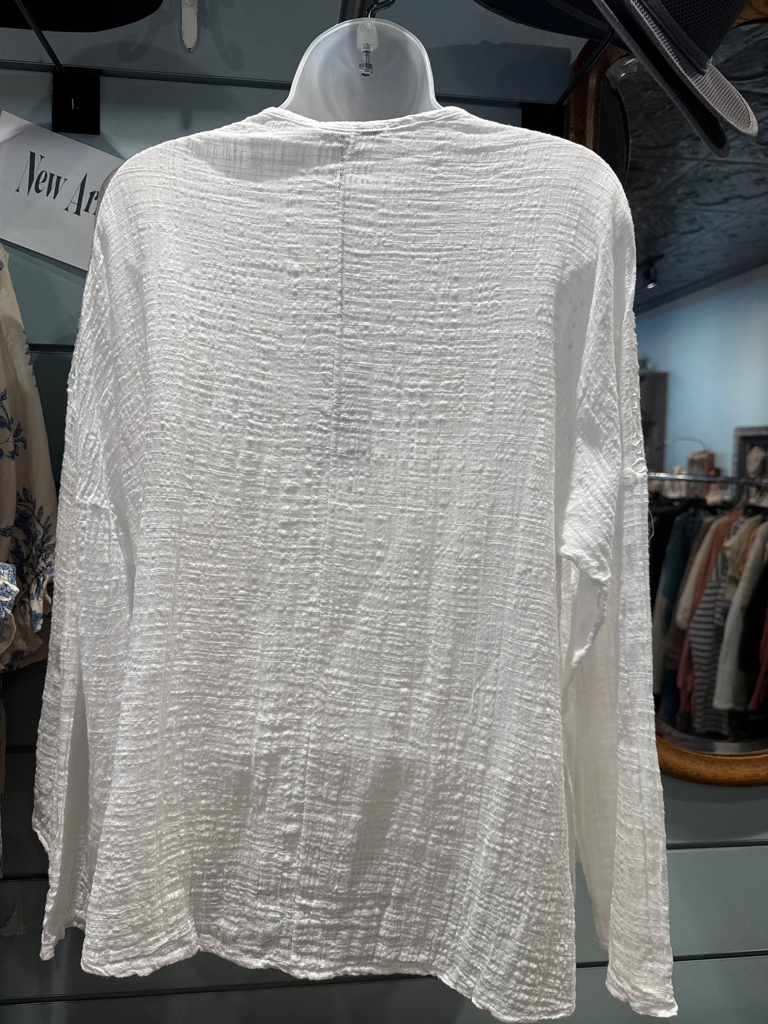 White V-Neck Embrd Top