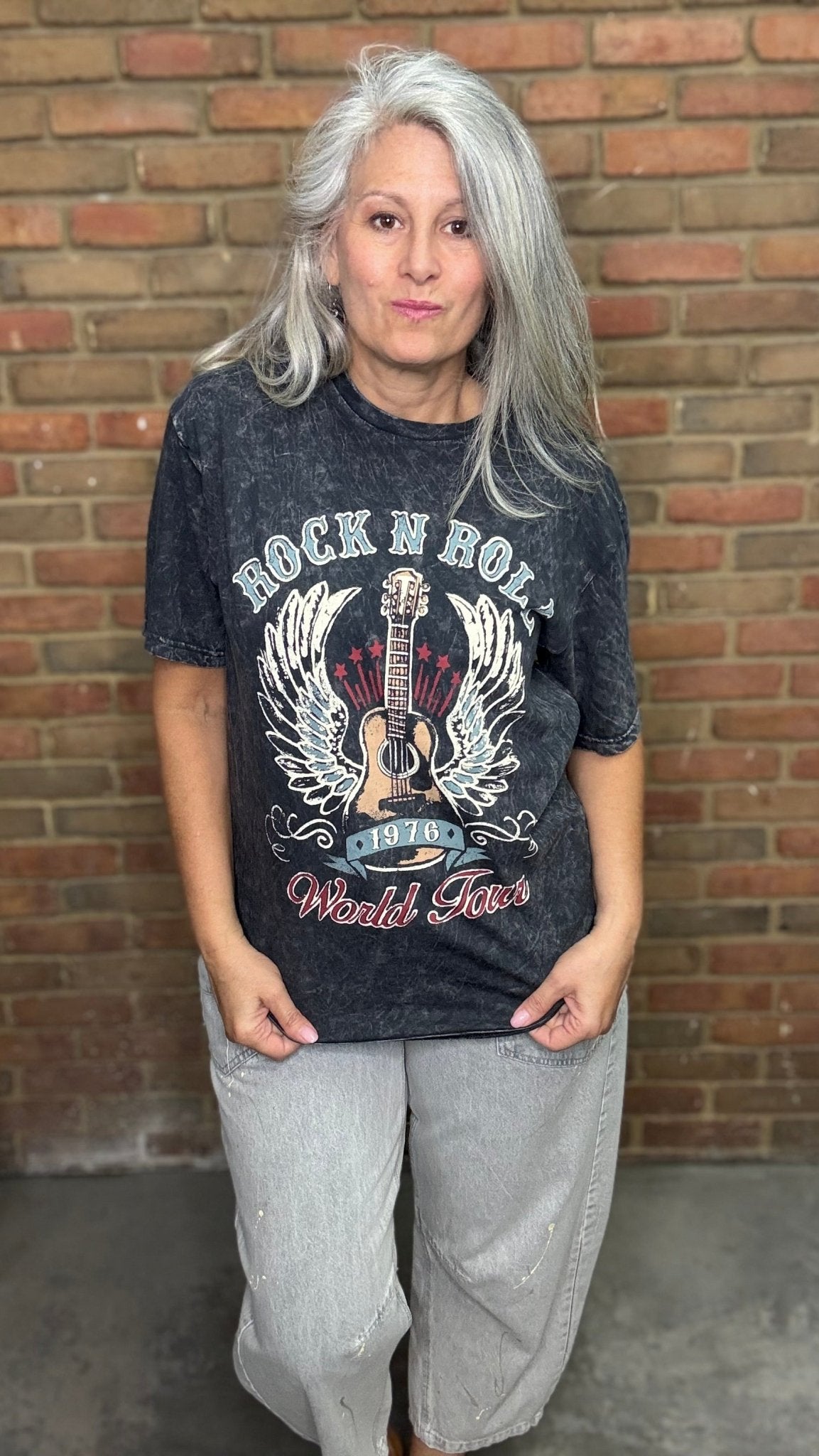 Vintage Washed Rock and Roll T-Shirt - Vintage Vault Boutique