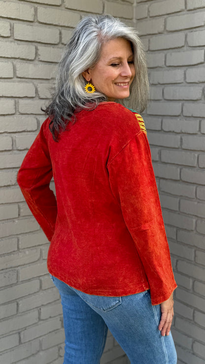 Flower and Rainbow Neck Top