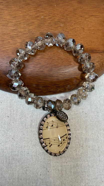 Music Notes Crystal Stretch Bracelet