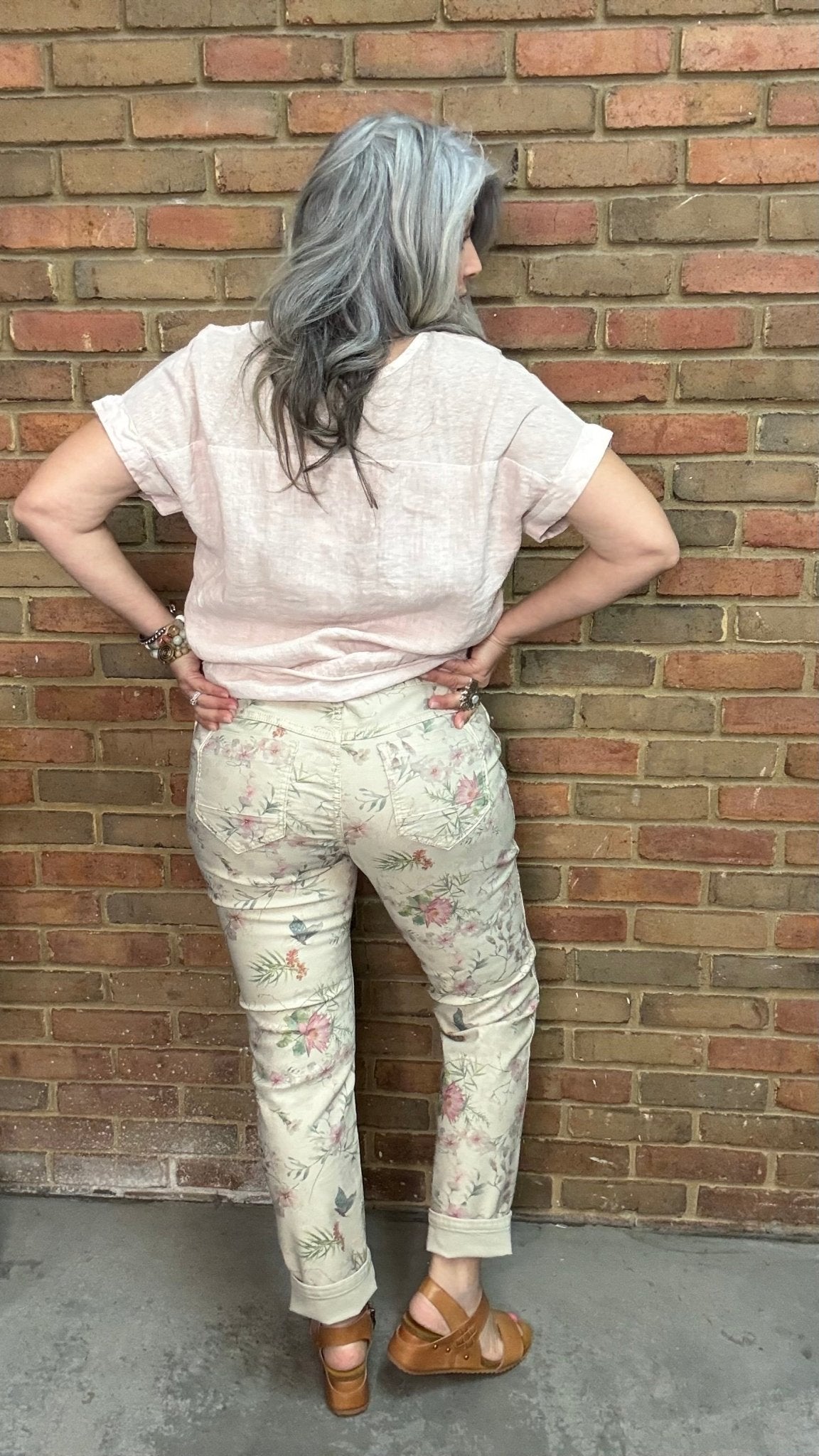 Floral Reversible Jean Pant - Vintage Vault Boutique