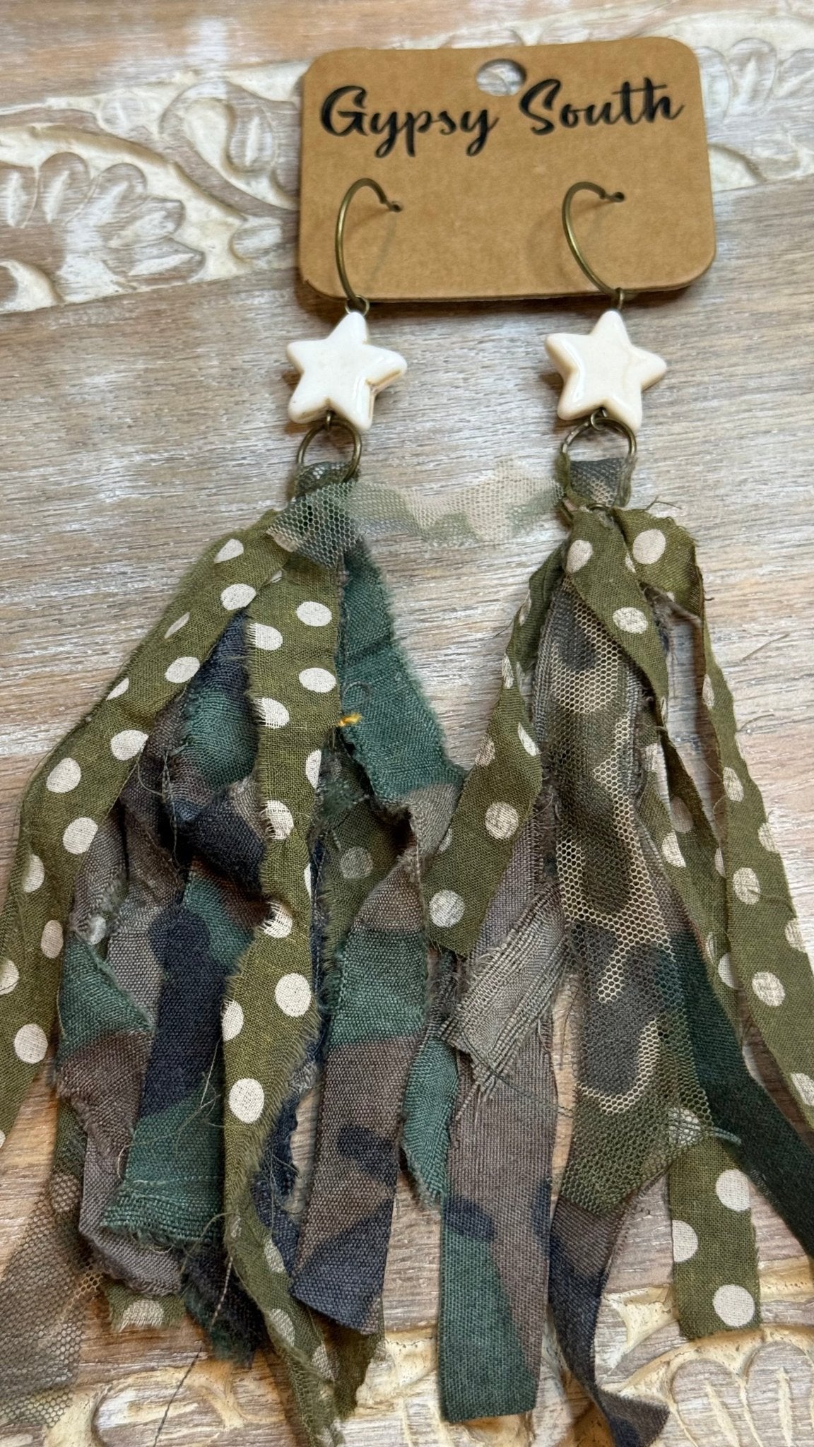 Star with Fabric Tassel Earring - Vintage Vault Boutique
