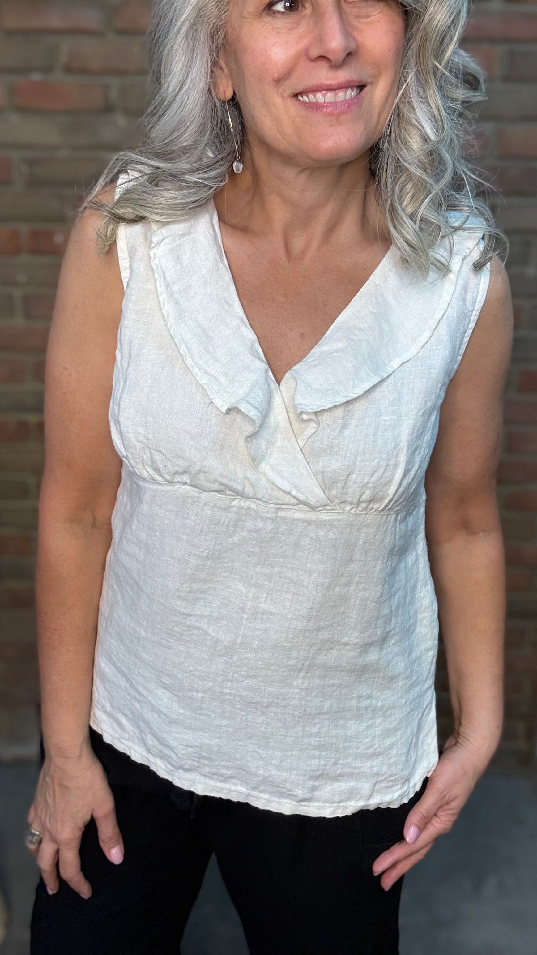 V-Neck Ruffle Sleeveless Top