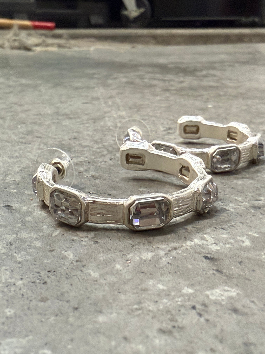 Crystal and Silver Hoop Earring