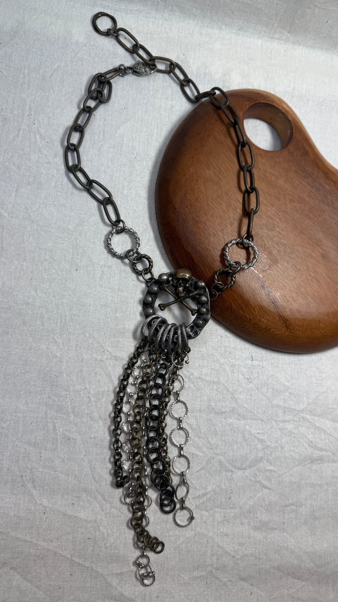 Skull Cross Bones and Chains Necklace