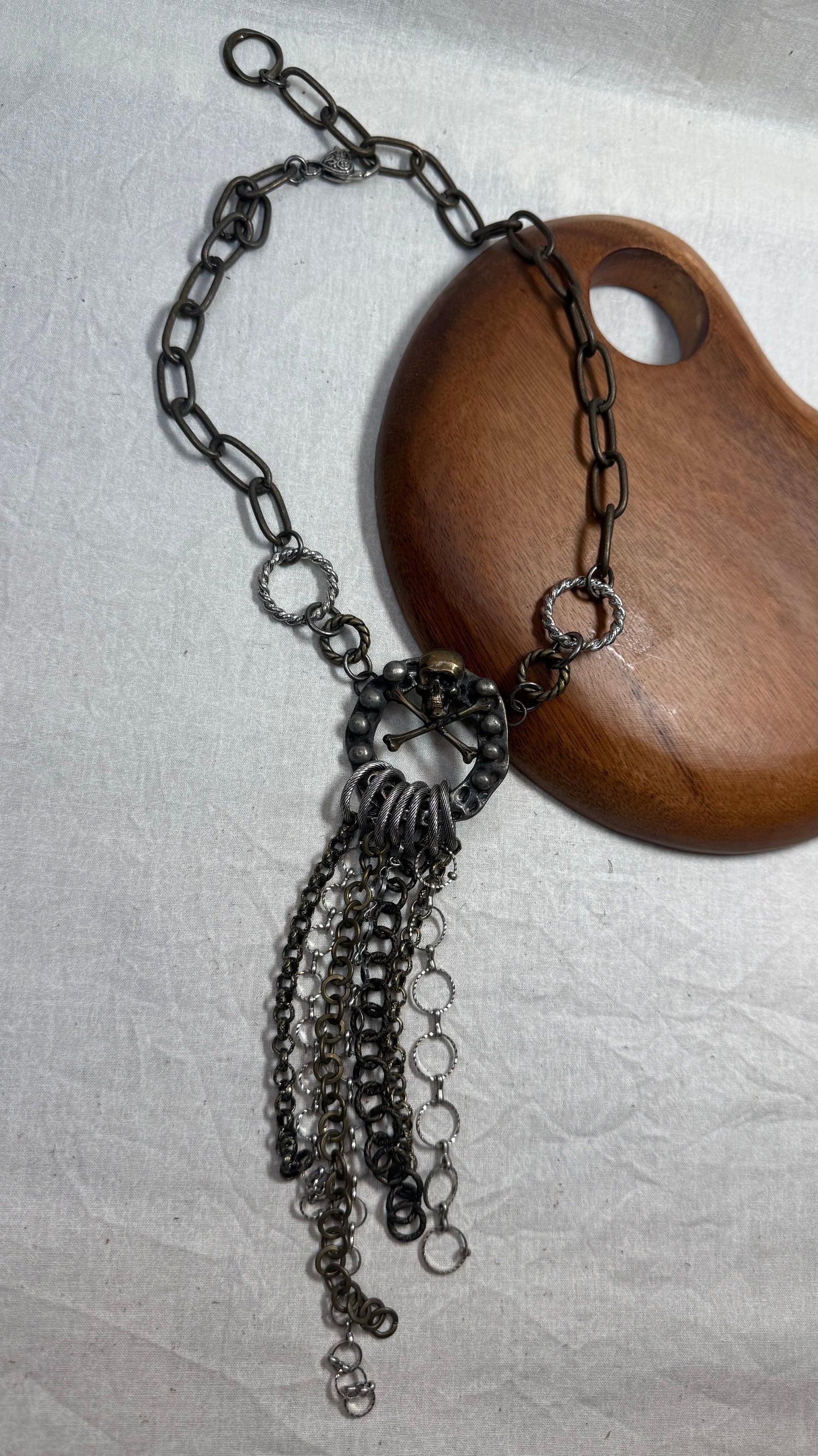 Skull Cross Bones and Chains Necklace