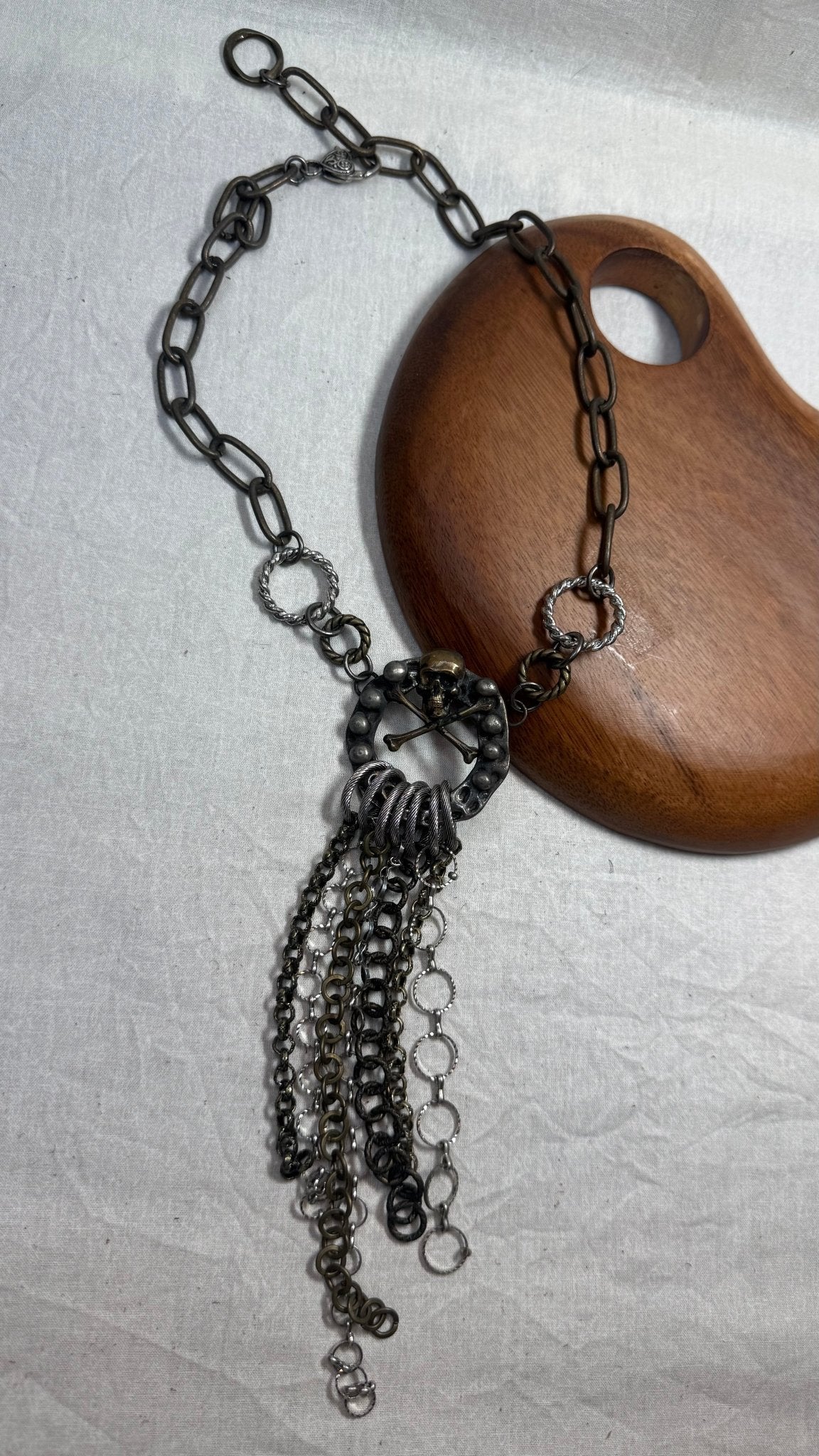 Skull Cross Bones and Chains Necklace - Vintage Vault Boutique