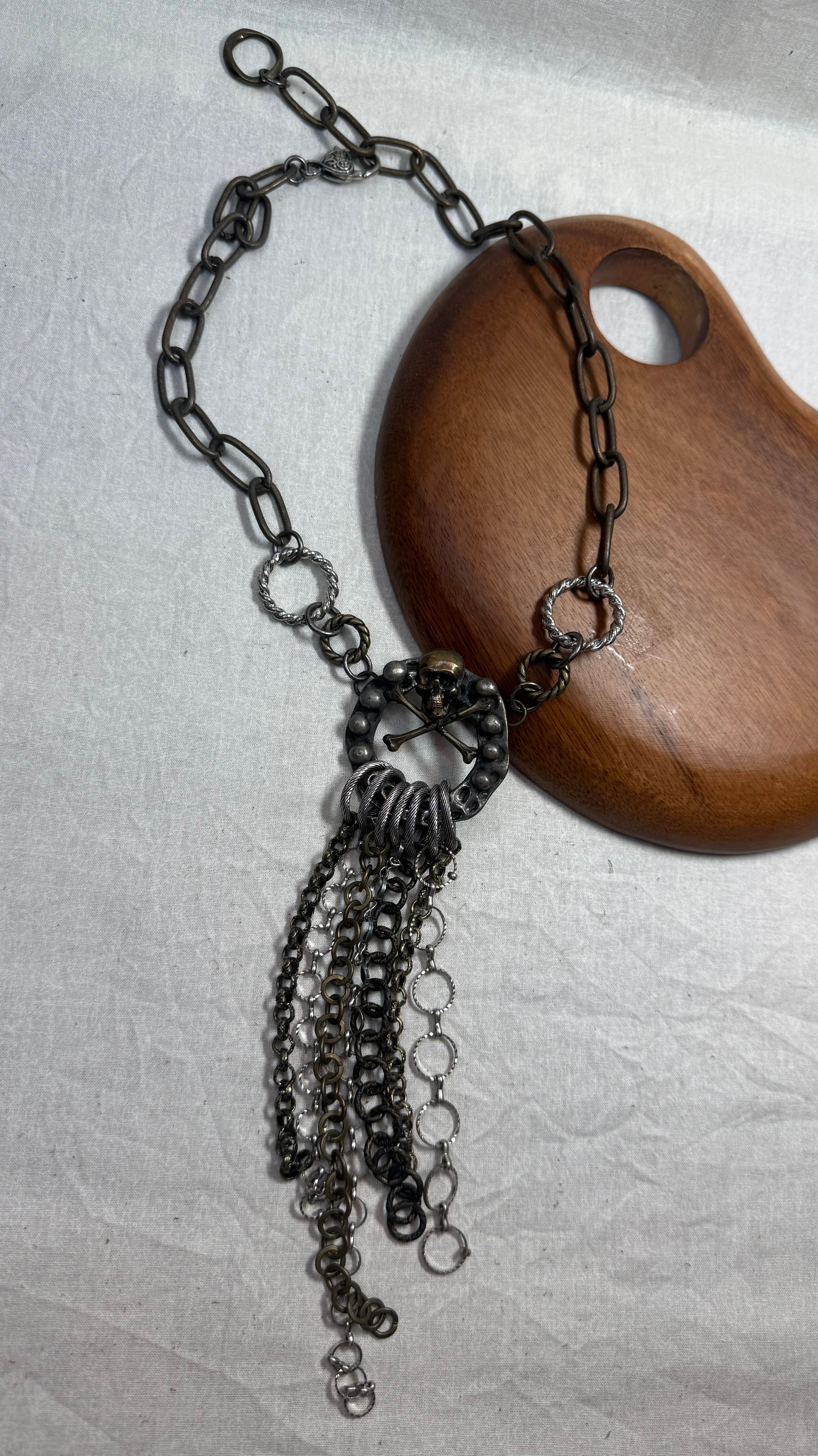 Skull Cross Bones and Chains Necklace