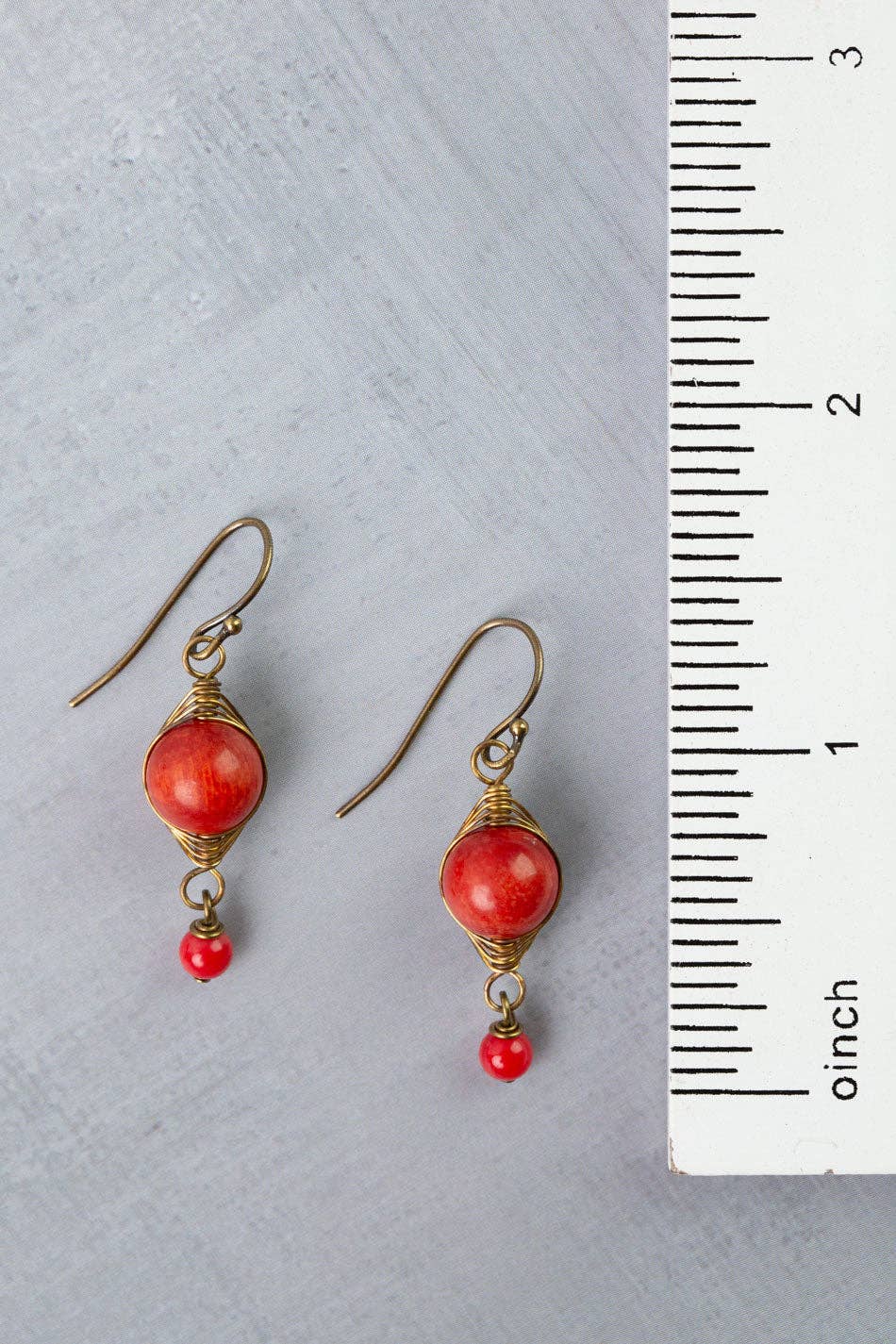 Love One Another Red Coral Herringbone Earrings