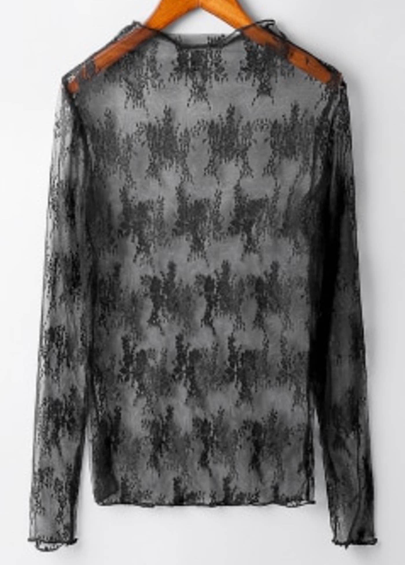 Embroidered Sheer Tee: Cream