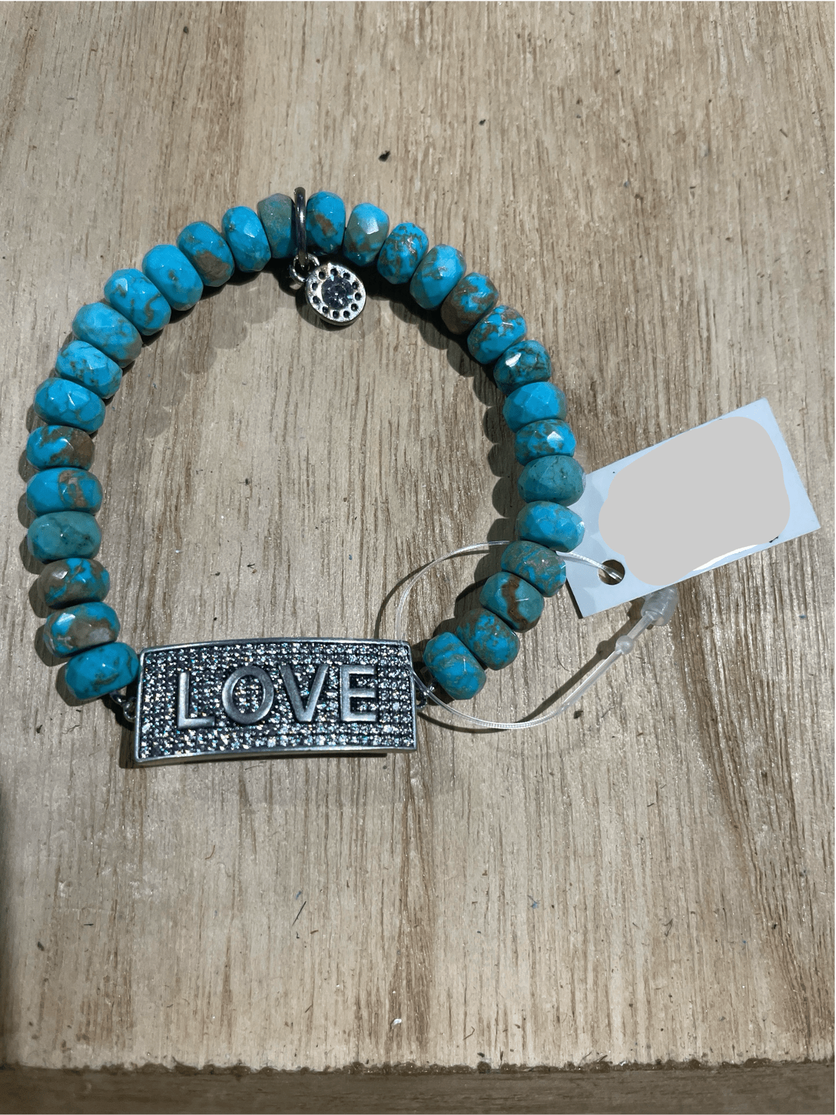 LOVE - Turquoise Beaded Stretch Bracelet - Vintage Vault Boutique