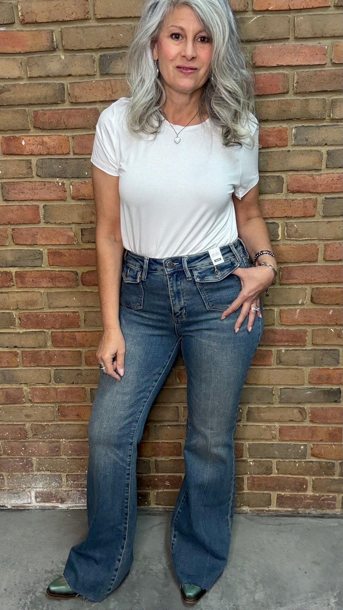 Judy Blue Flare with Front Flap Pocket Jeans - Vintage Vault Boutique