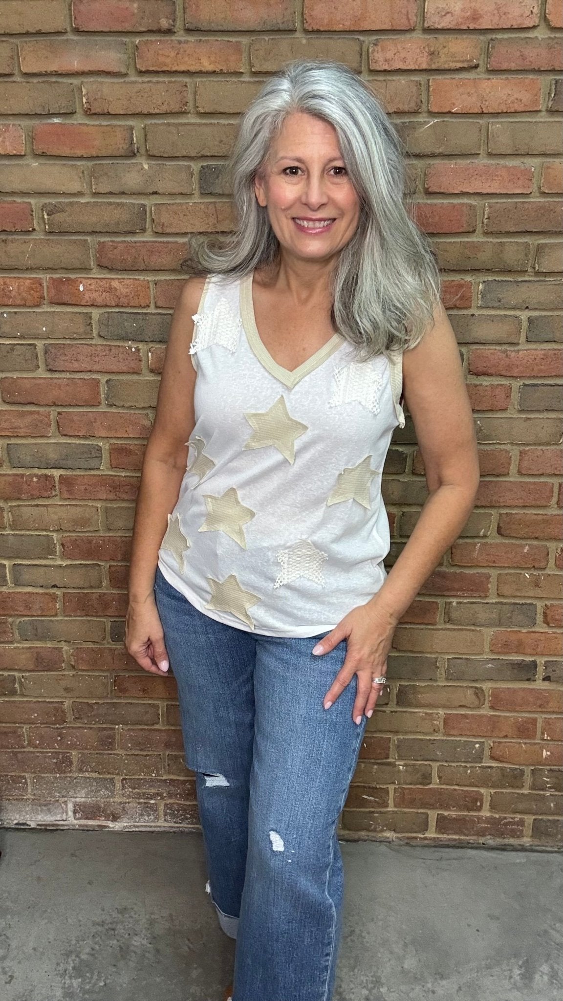 Star Applique Tank Top - Vintage Vault Boutique