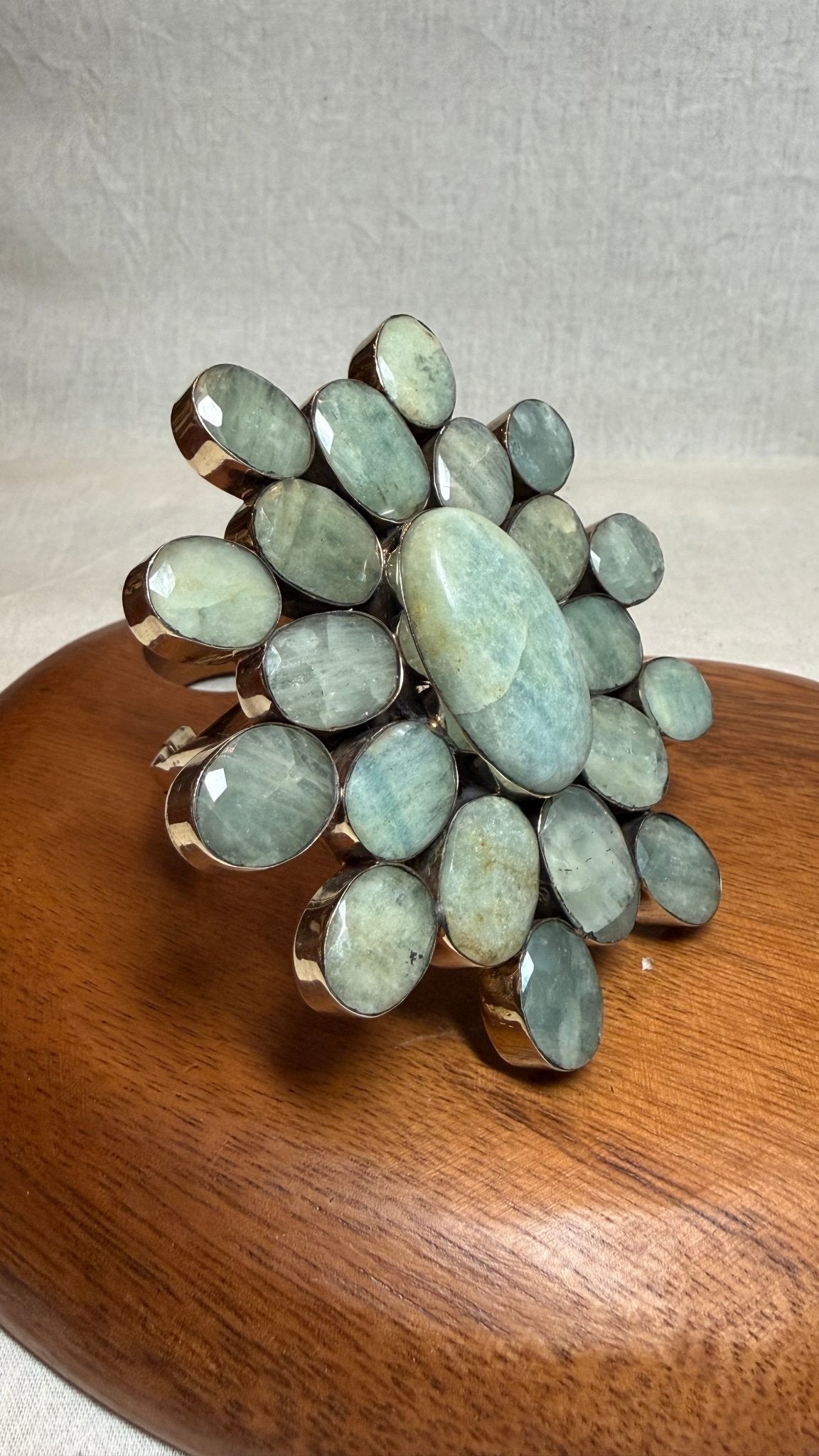 Large Aquamarine Cuff - Vintage Vault Boutique