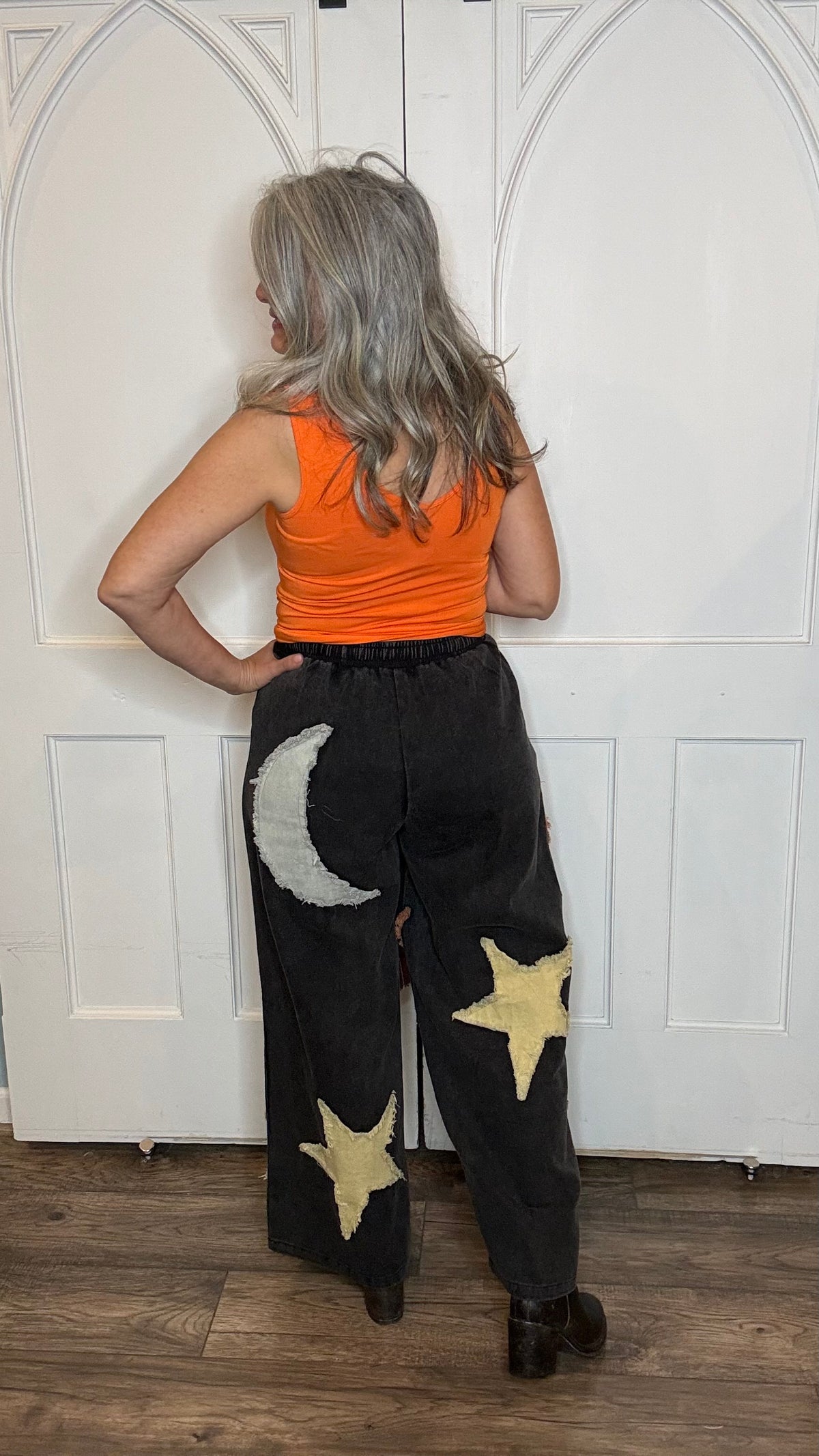Sun Moon Star Patch Wide Pants