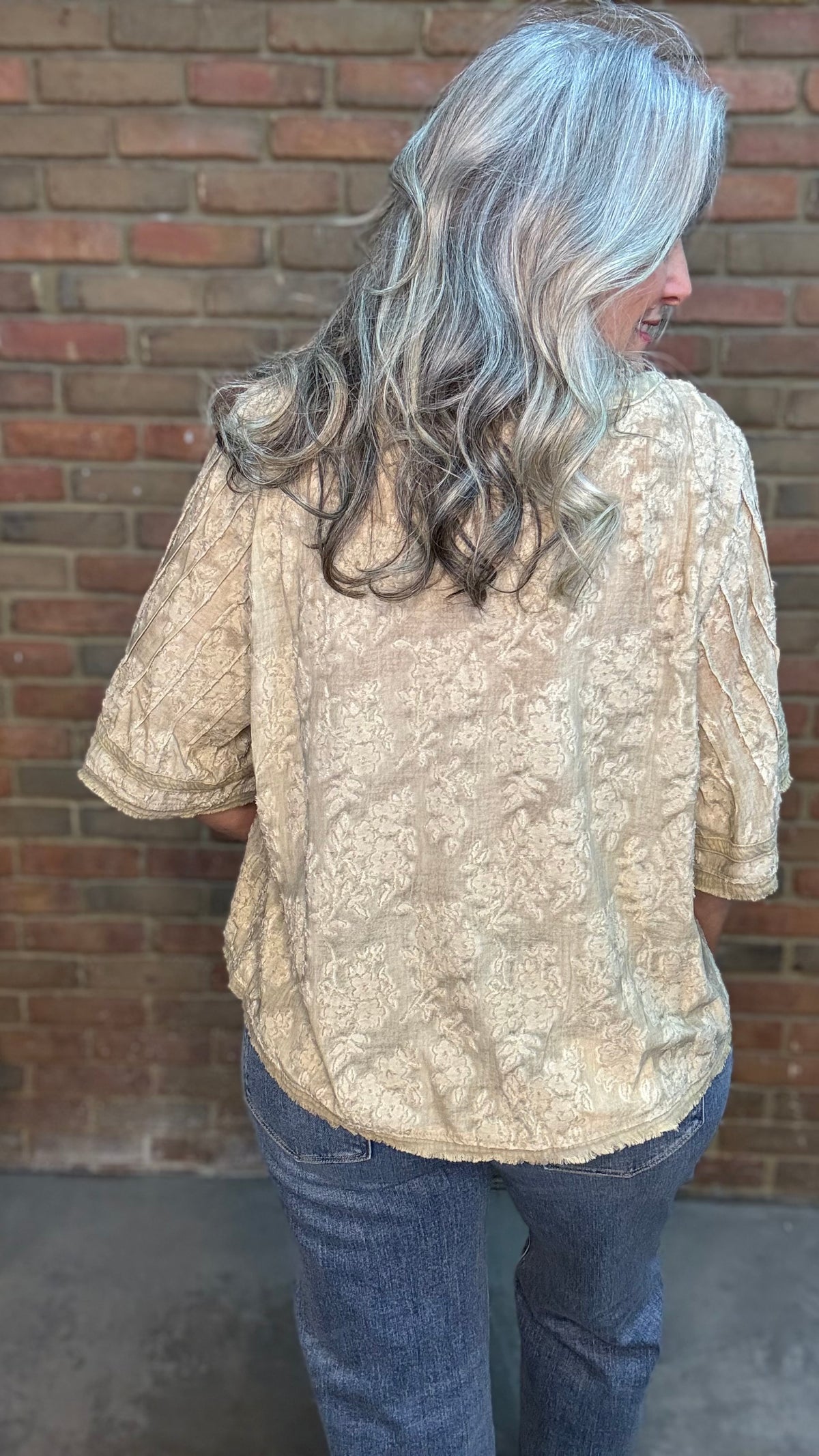 Vintage Metallic Stud V-Neck Top